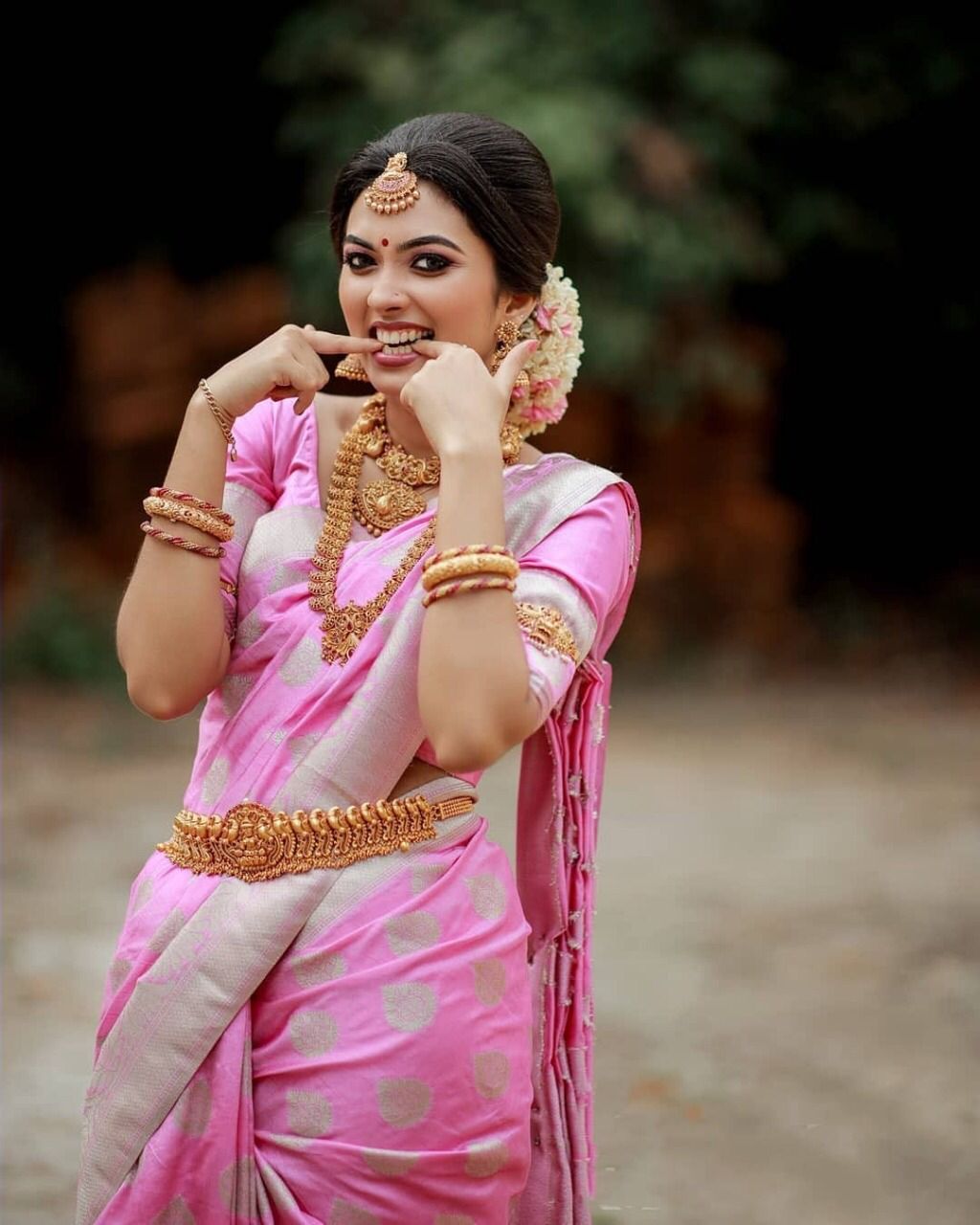 Baby Pink Semi Soft Lichi Silk Saree With Silver Zari Weaving