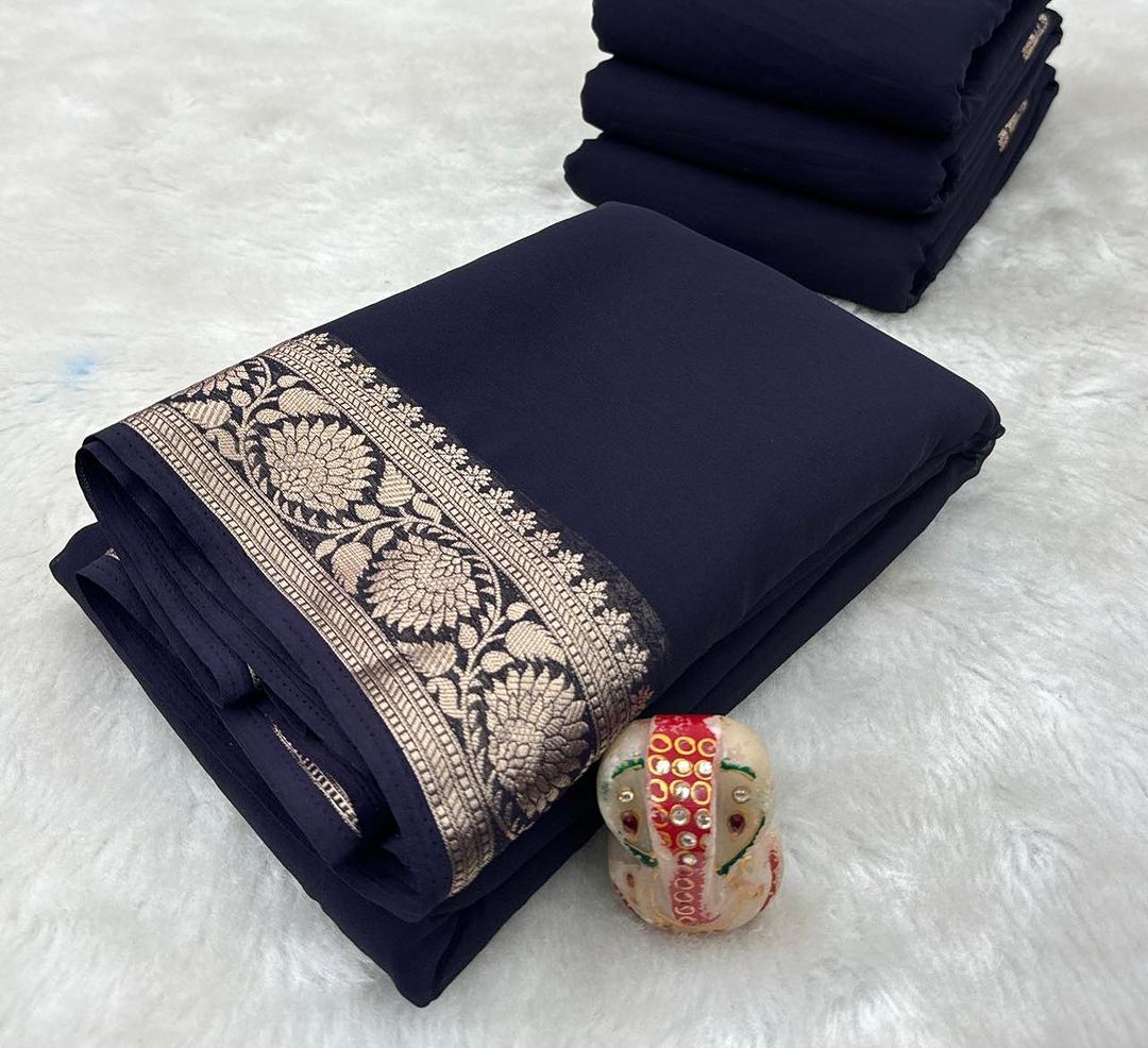Black Color Semi Soft Silk Saree