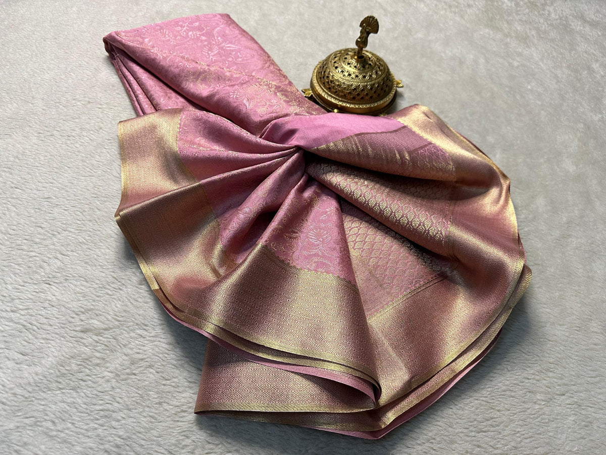 Baby Pink Color Semi Soft Silk Saree With Rich Pallu